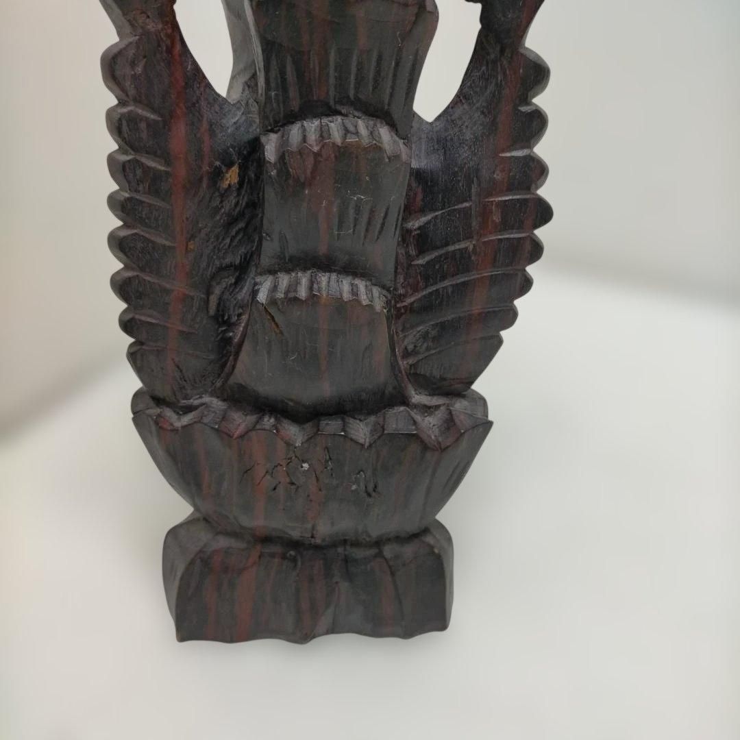 木彫り 女神像 翼像 高さ約60cm 彫刻 彫像 ガルーダ風 神像 アジアン