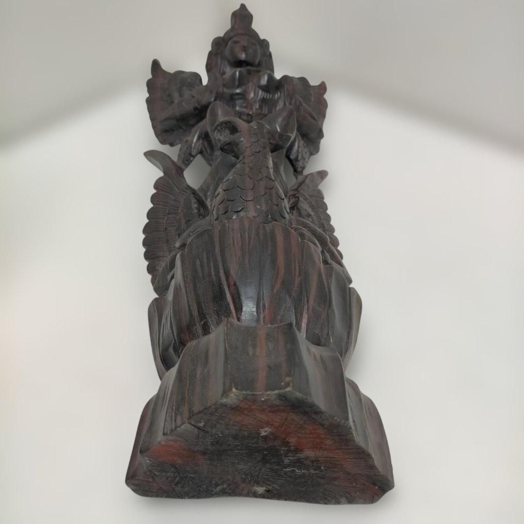 木彫り 女神像 翼像 高さ約60cm 彫刻 彫像 ガルーダ風 神像 アジアン