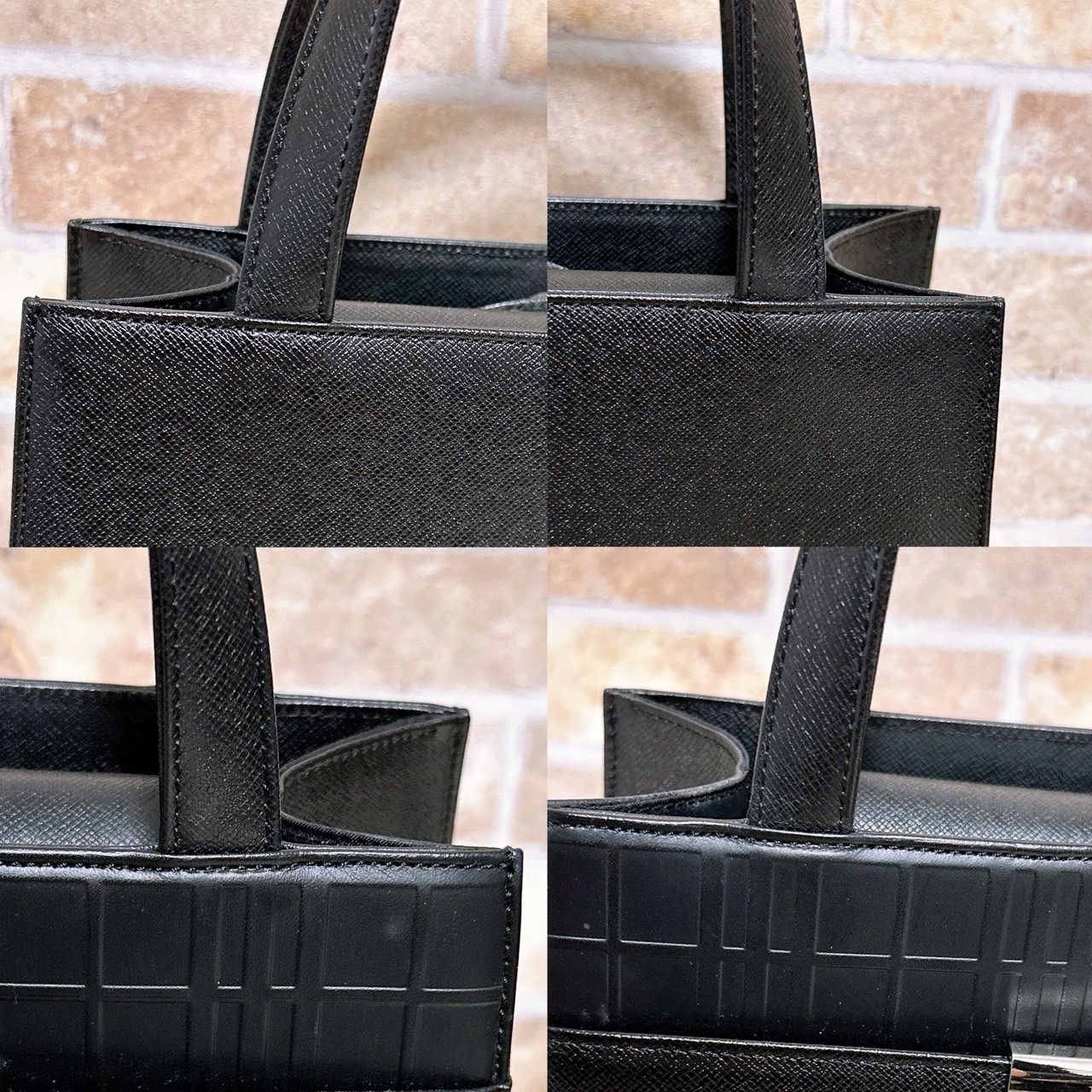 超美品) Burberry(バーバリー)ハンドバッグ レザー ブラック 自立