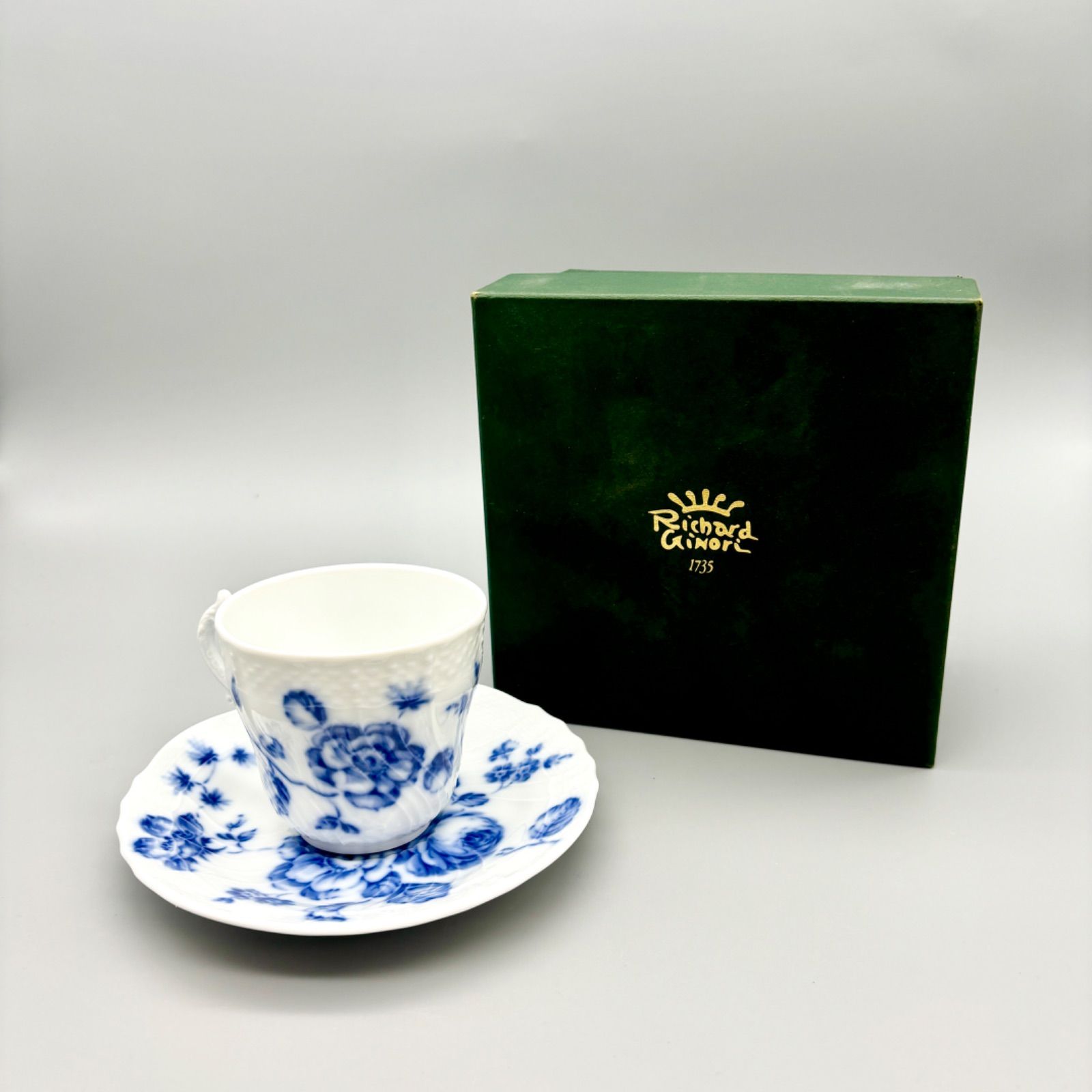 未使用 リチャードジノリ ローズブルー コーヒーカップ&ソーサー 1客