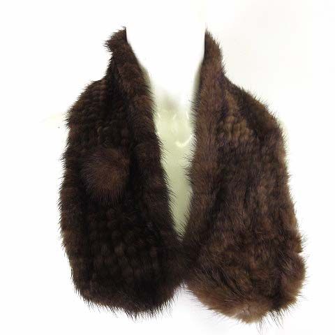 MOONBAT ムーンバット 毛皮 リアルファー ミンク ダークブラウン L ムーンバット MOONBAT ミンク 毛皮 編込み ティペット マフラー ネック