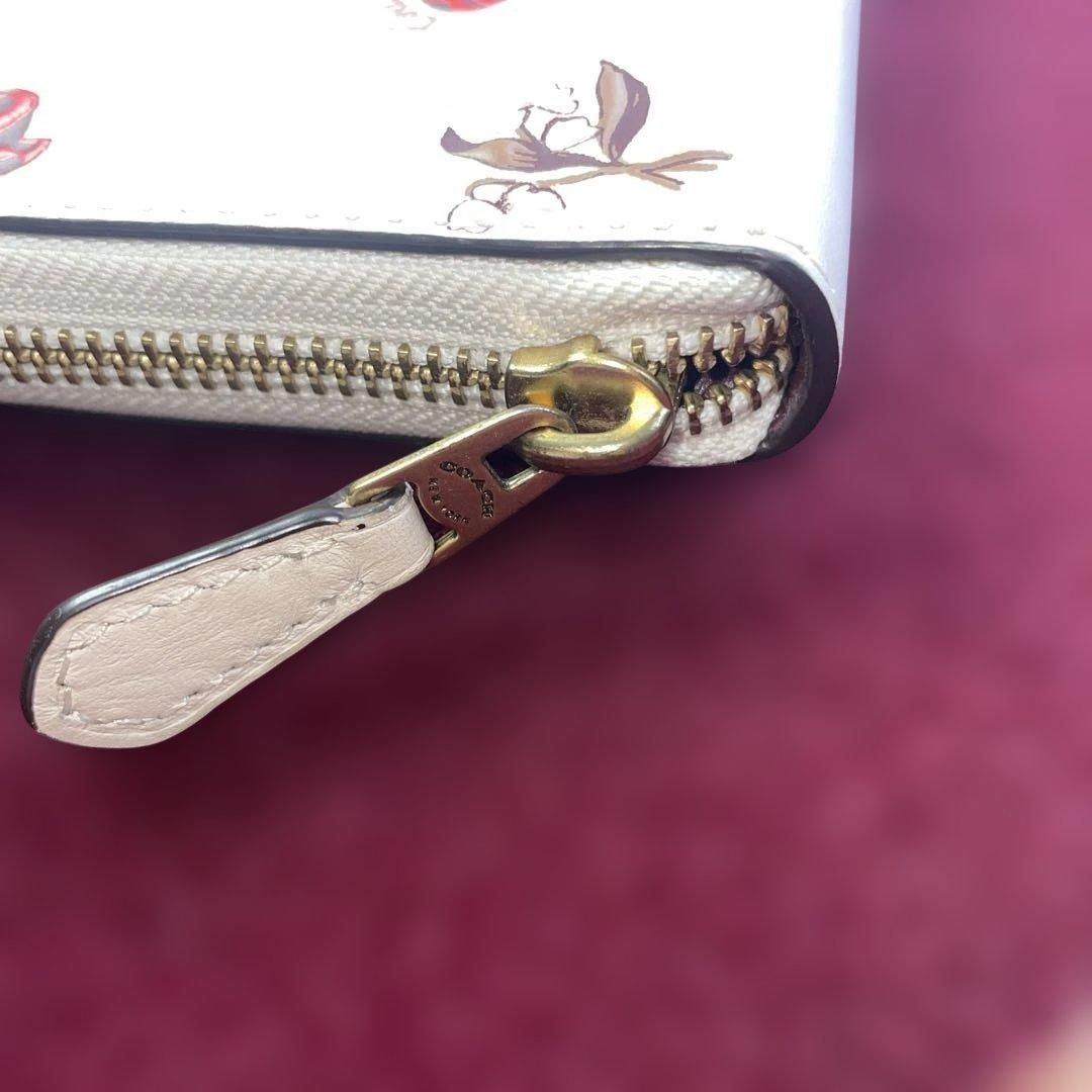 極美品】 COACH コーチ 花柄 てんとう虫 長財布 ラウンドファスナー 美