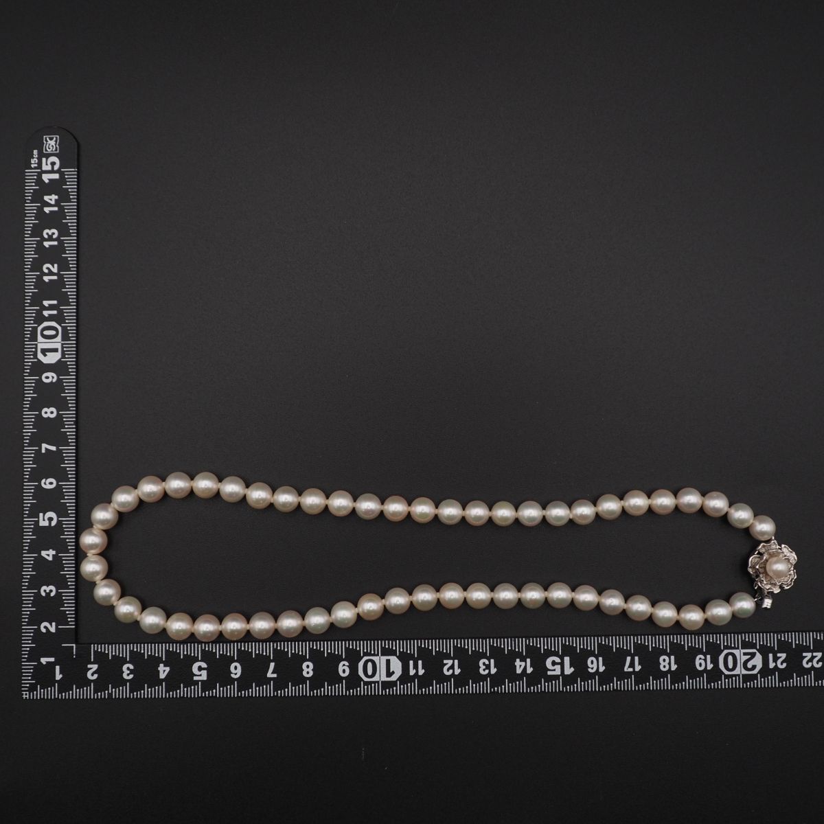 M141 本真珠 パール 7.2mm珠 SILVER刻印 ネックレス デザイン シルバー