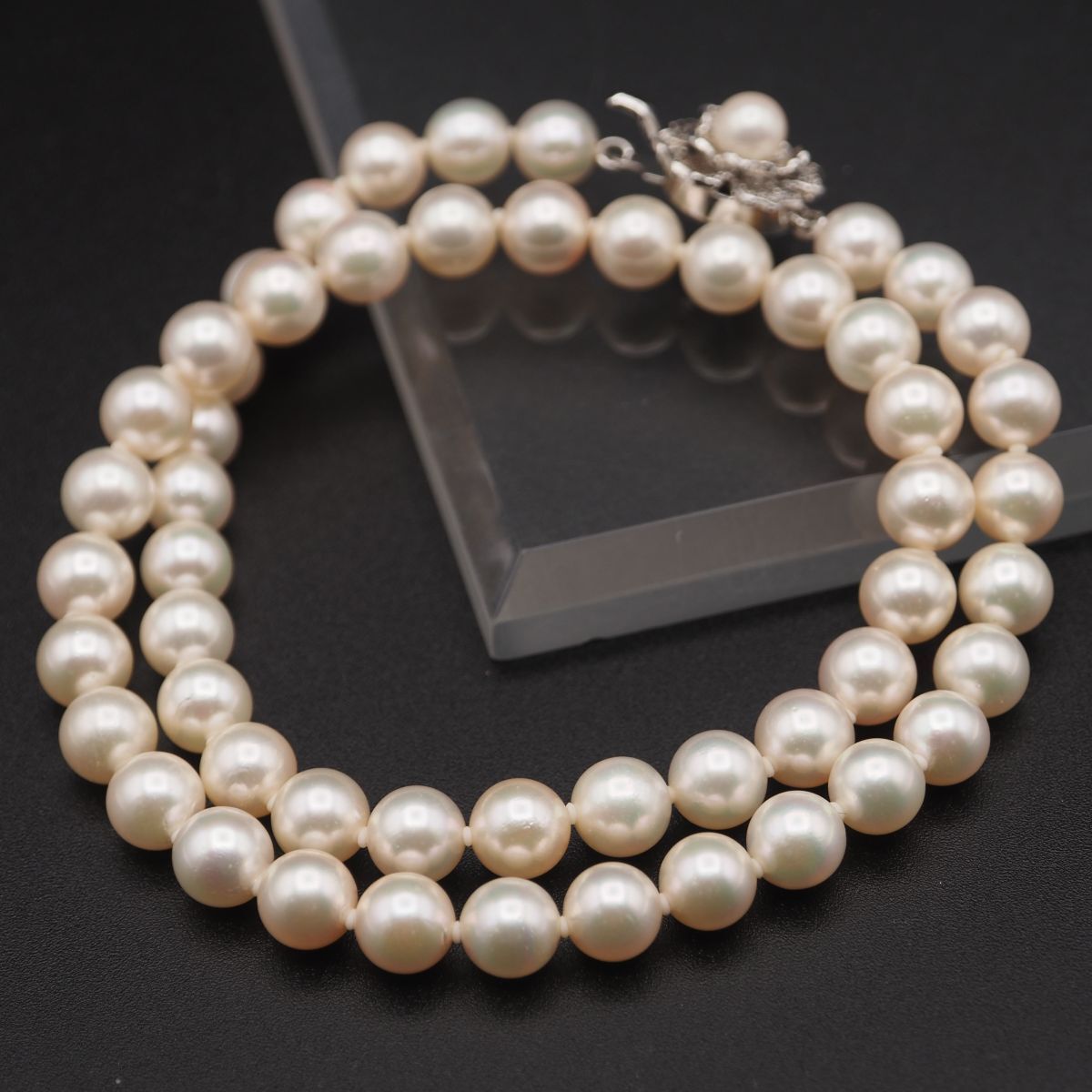 M141 本真珠 パール 7.2mm珠 SILVER刻印 ネックレス デザイン シルバー