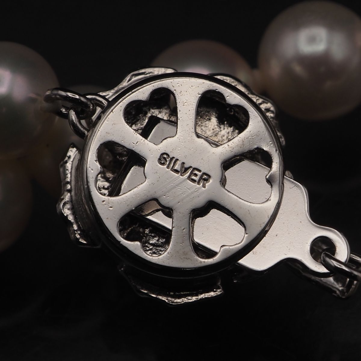 M141 本真珠 パール 7.2mm珠 SILVER刻印 ネックレス デザイン シルバー