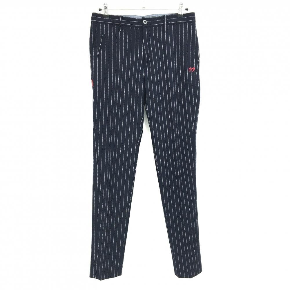 パーリーゲイツ　パンツ　総柄　M〜L相当　紺　白　ネイビー　鯨デザイン　4 パーリーゲイツ パンツ 紺 ネイビー 裏起毛 秋冬 4 ストレッチ素材