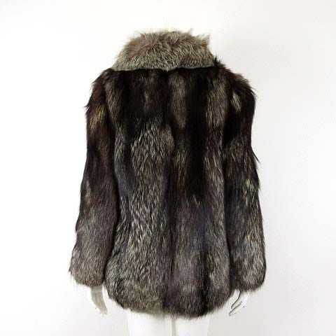 コート 毛皮コート シルバー フォックス ファー ショールカラー M 9