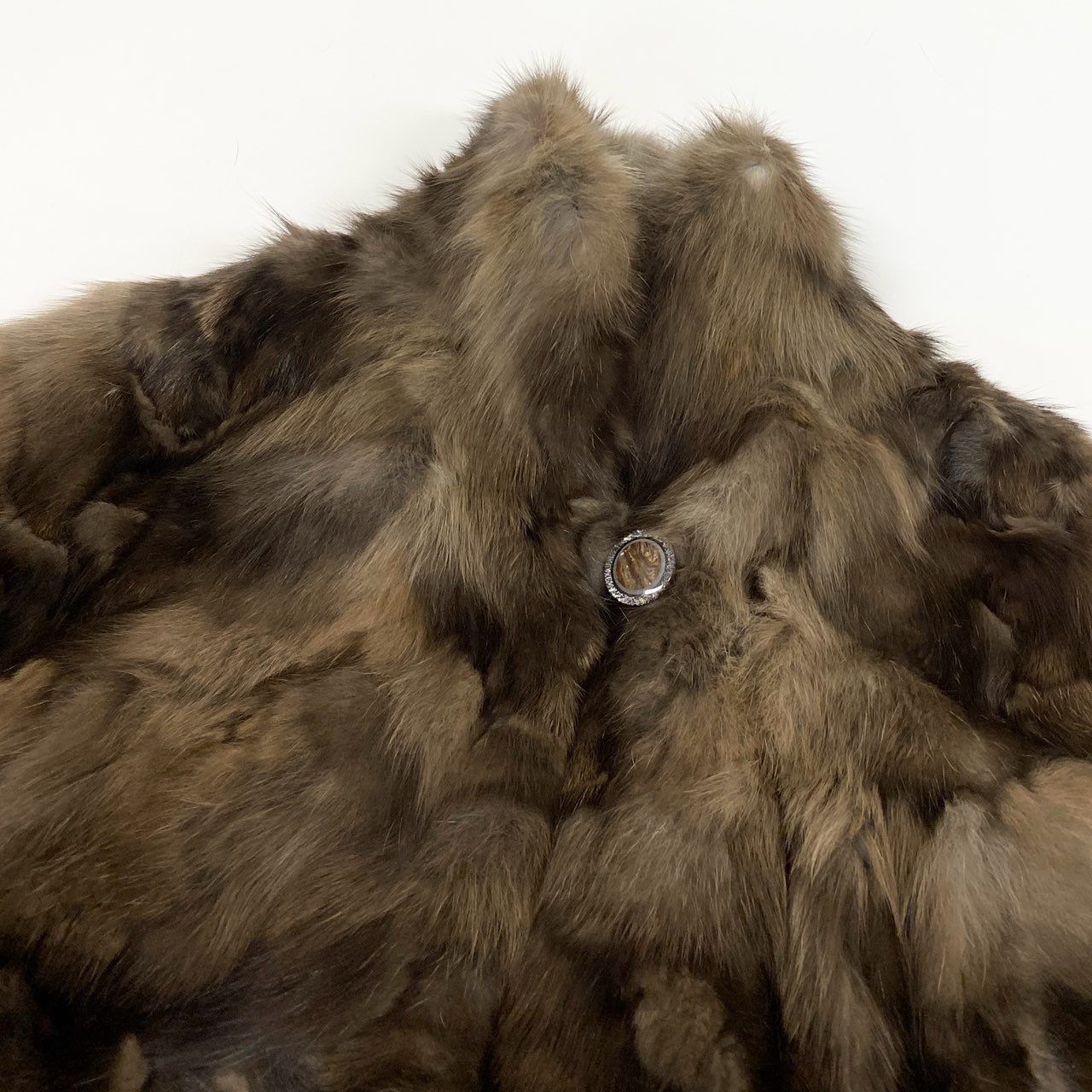 38a15 ロシアンセーブルファー ケープ ポンチョ Size M～L ブラウン 最