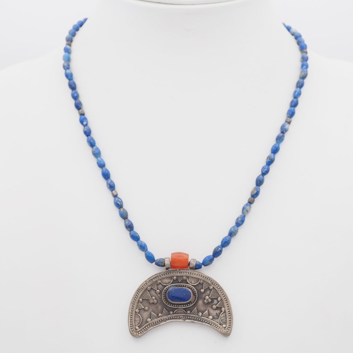 M456 ラピスラズリ レッドアゲート 赤瑪瑙 メノウ ネックレス デザイン