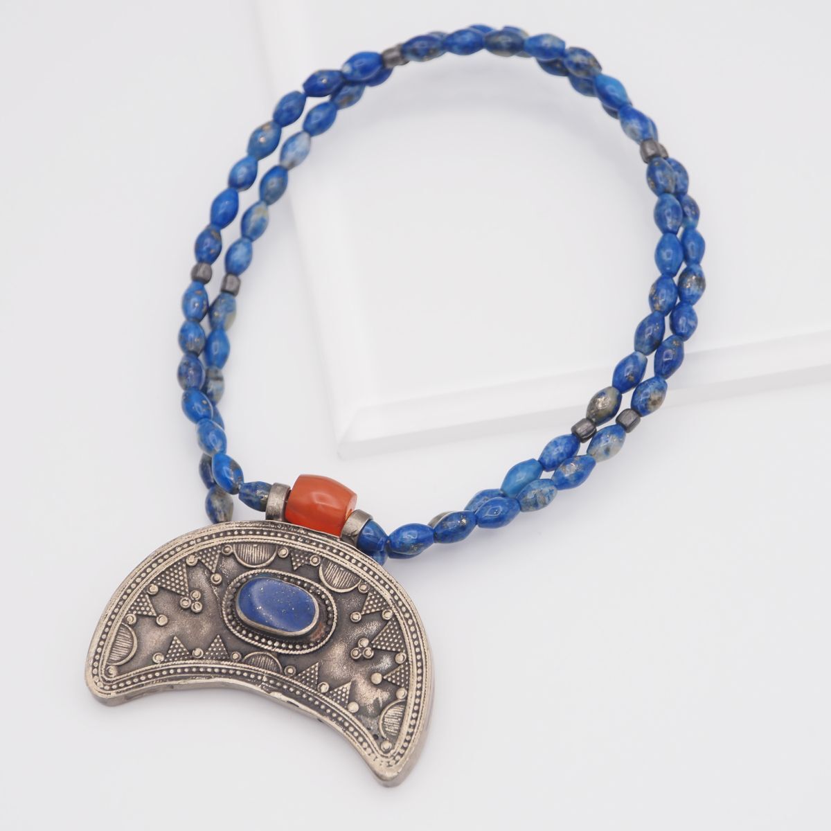 M456 ラピスラズリ レッドアゲート 赤瑪瑙 メノウ ネックレス デザイン