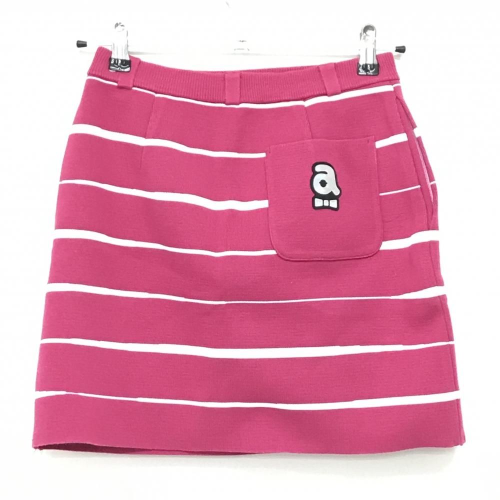 超美品】アルチビオ ニットスカート ピンク×白 ボーダー ウエストゴム