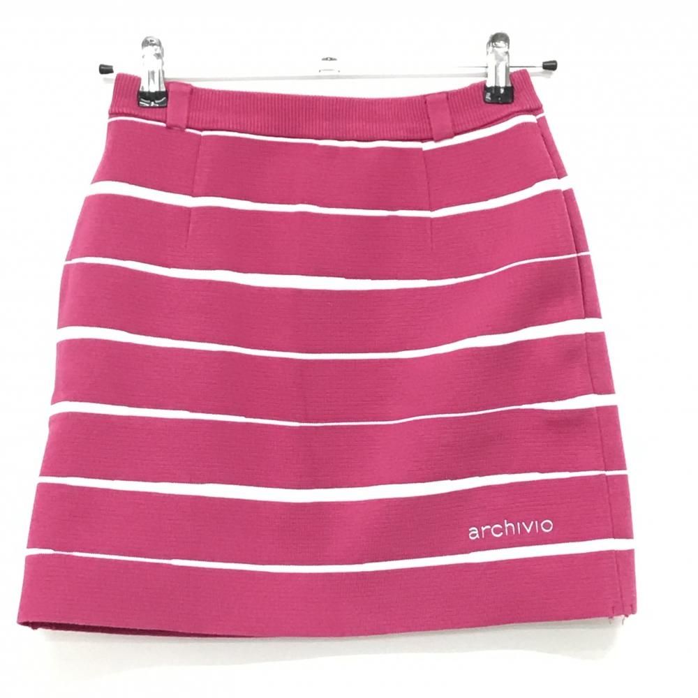 超美品】アルチビオ ニットスカート ピンク×白 ボーダー ウエストゴム