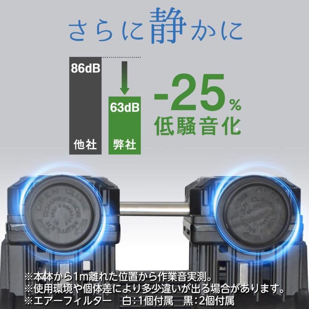 中古美品 エアーコンプレッサー 静音 100v 30L オイルレス黒 - メルカリ