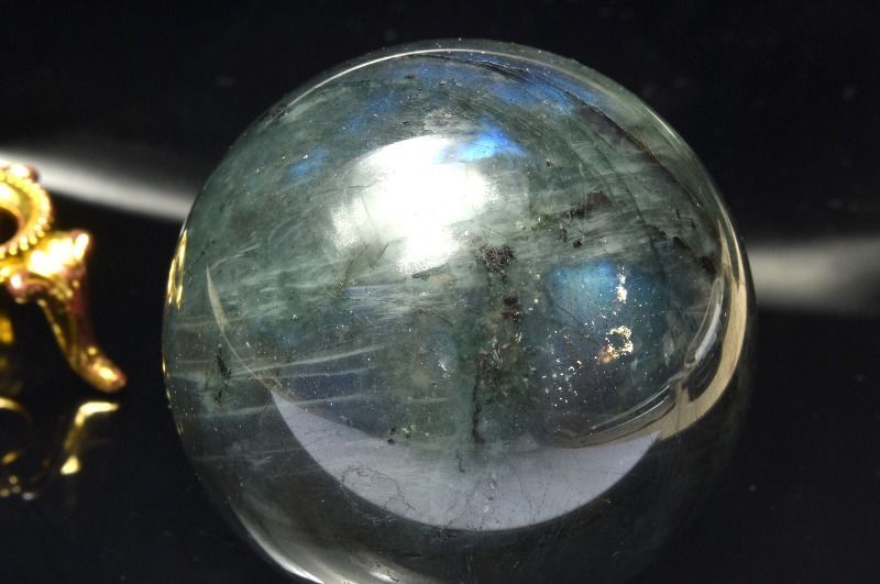 1点物】幻想シラー◇迫力の大玉 ラブラドライト 48mm 丸玉 スフィア