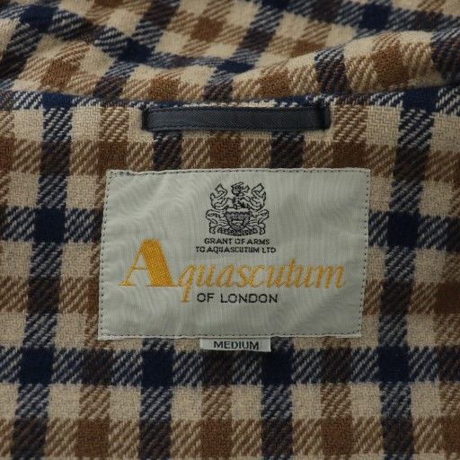 【美品】アクアスキュータム　裏地クラブチェック　ウール　ダッフルコート アクアスキュータム AQUASCUTUM ダッフルコート アウター ウール