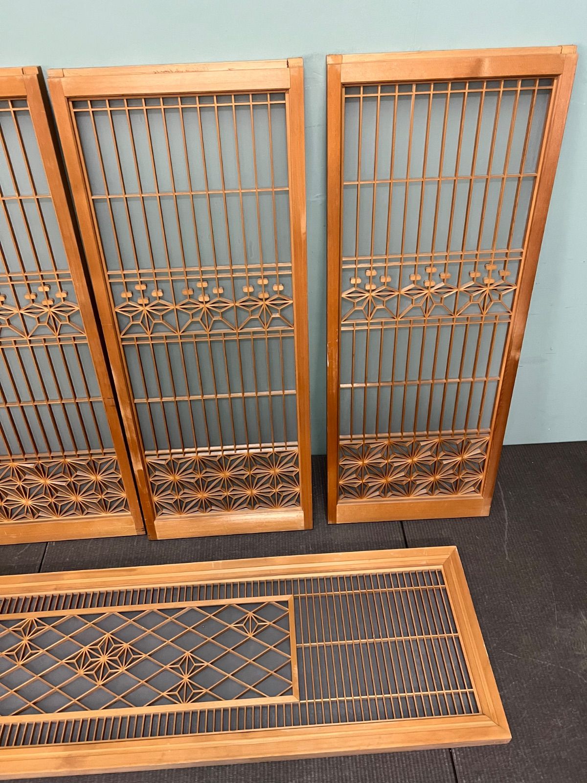 ⭐︎ 昭和 レトロ 建具 5枚 セット 組子細工 書院戸 格子 曇りガラス