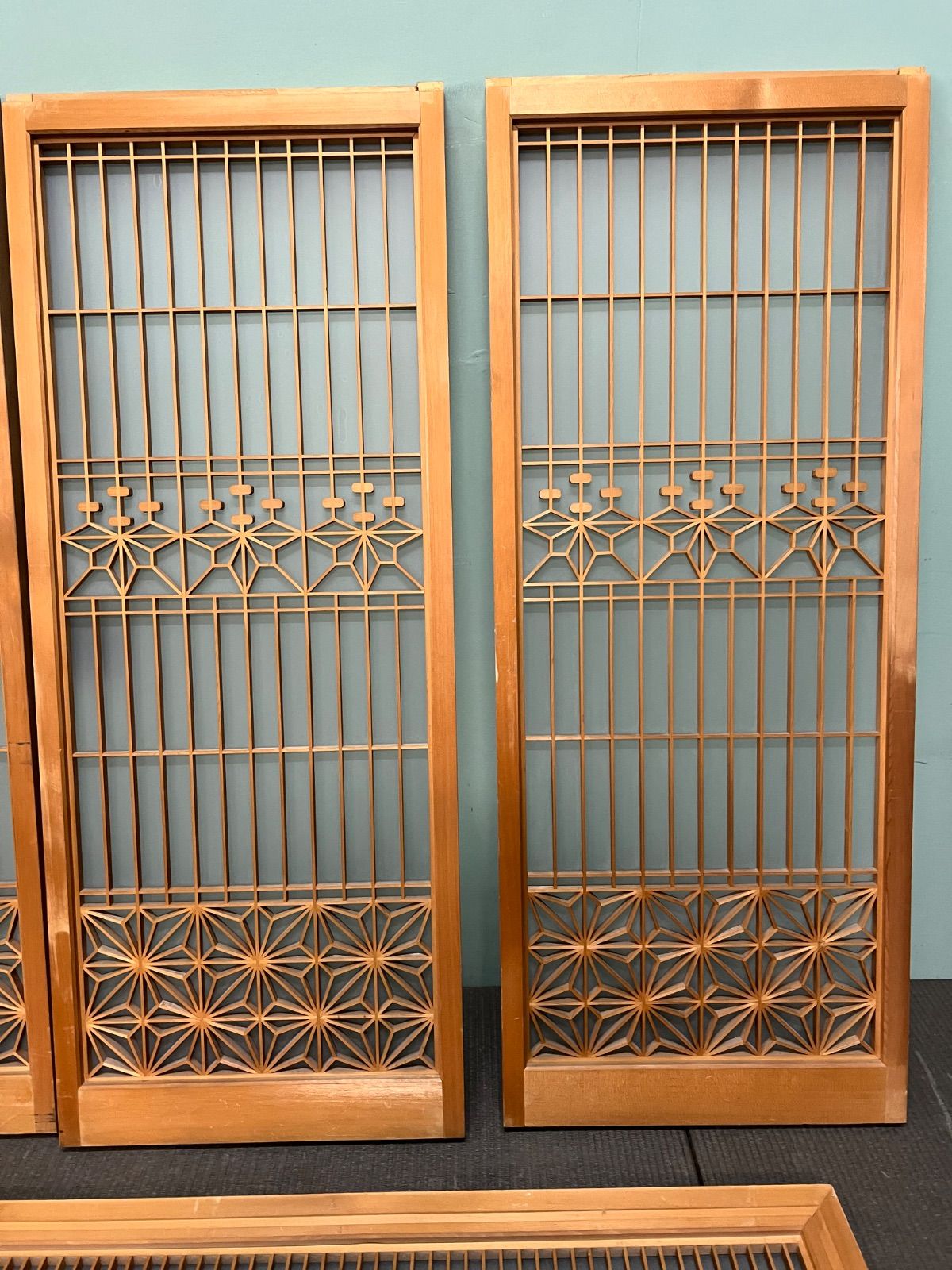 ⭐︎ 昭和 レトロ 建具 5枚 セット 組子細工 書院戸 格子 曇りガラス