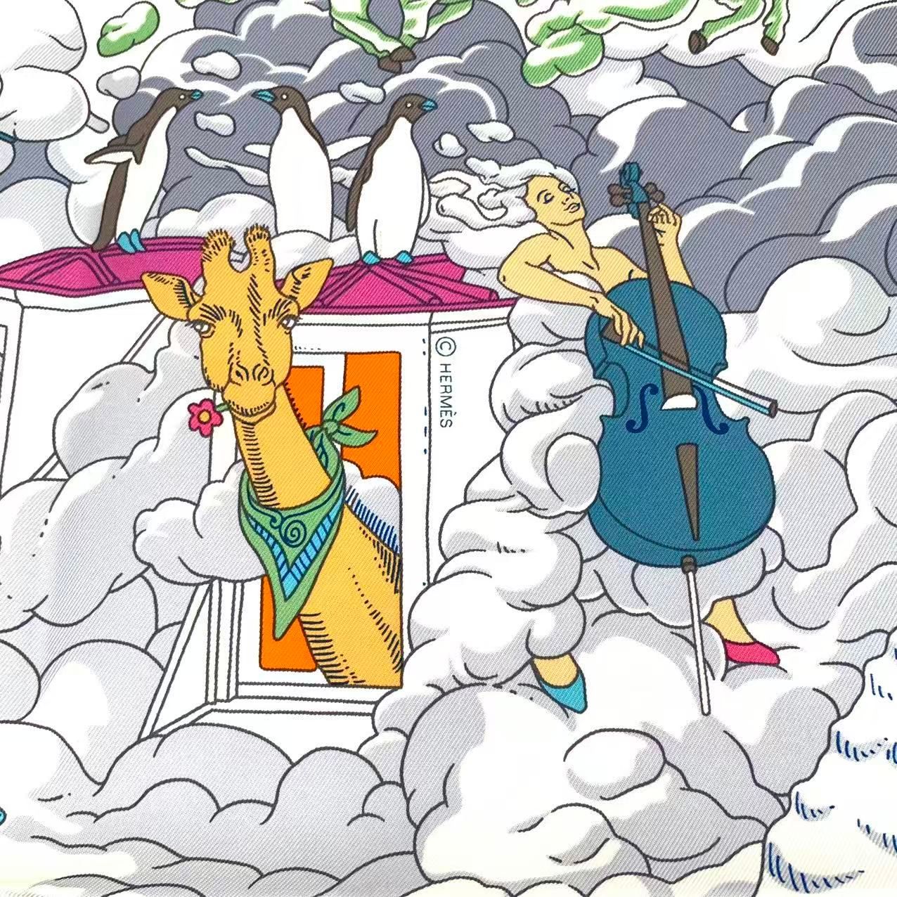 未使用品 HERMES エルメス スカーフ カレ90 シルク Sur Mon Nuage 私の