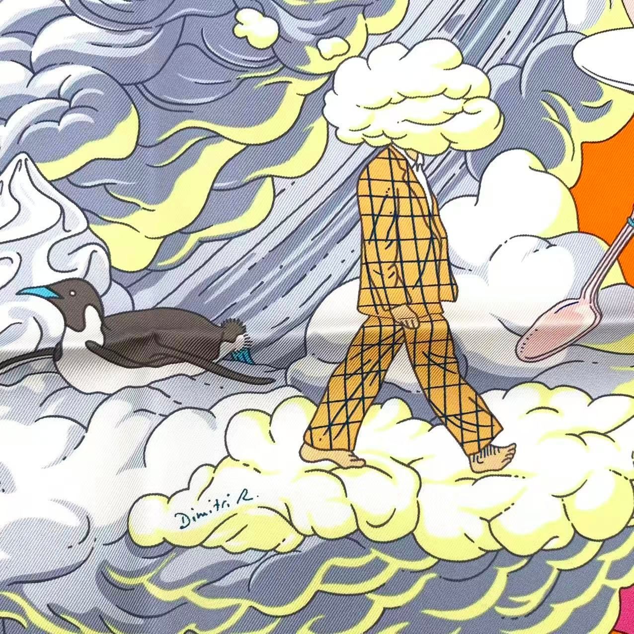 未使用品 HERMES エルメス スカーフ カレ90 シルク Sur Mon Nuage 私の