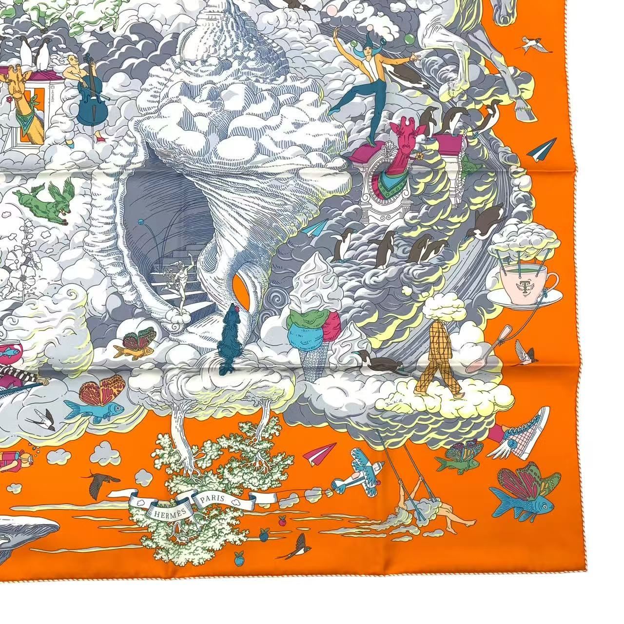 未使用品 HERMES エルメス スカーフ カレ90 シルク Sur Mon Nuage 私の