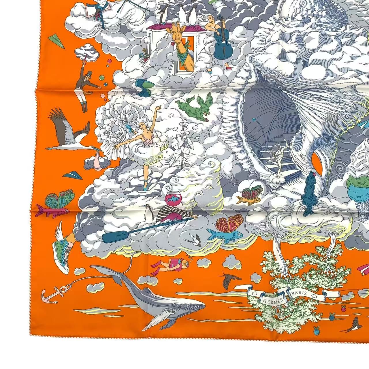 未使用品 HERMES エルメス スカーフ カレ90 シルク Sur Mon Nuage 私の