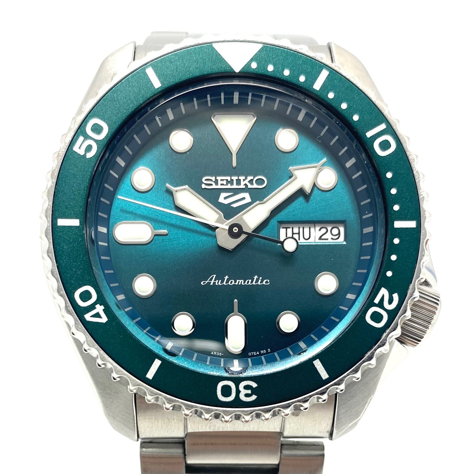 動作良好 腕時計 メンズ セイコー SEIKO 5スポーツ SBSA011 4R36 07G0 自動巻 グリーン 裏スケ デイデイト表示 日本語 英語 10気圧防水