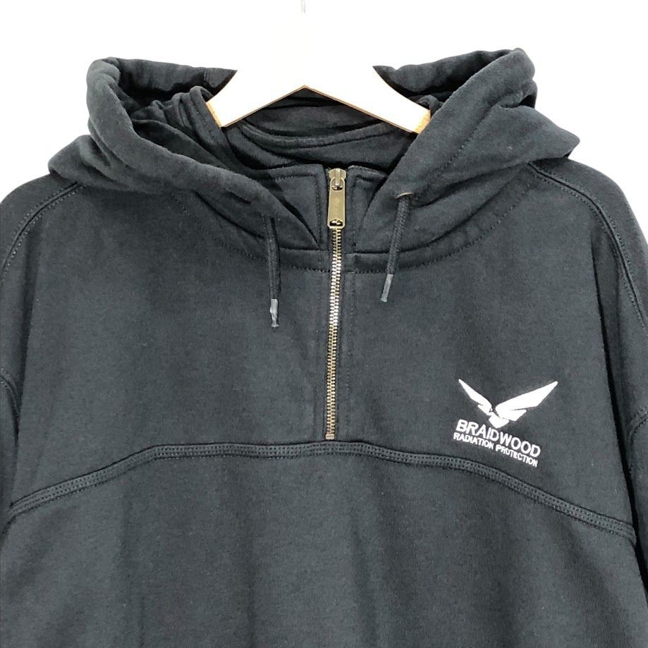 carharttブラックアノラックパーカー 刺繍ロゴ 長袖ハーフジップ