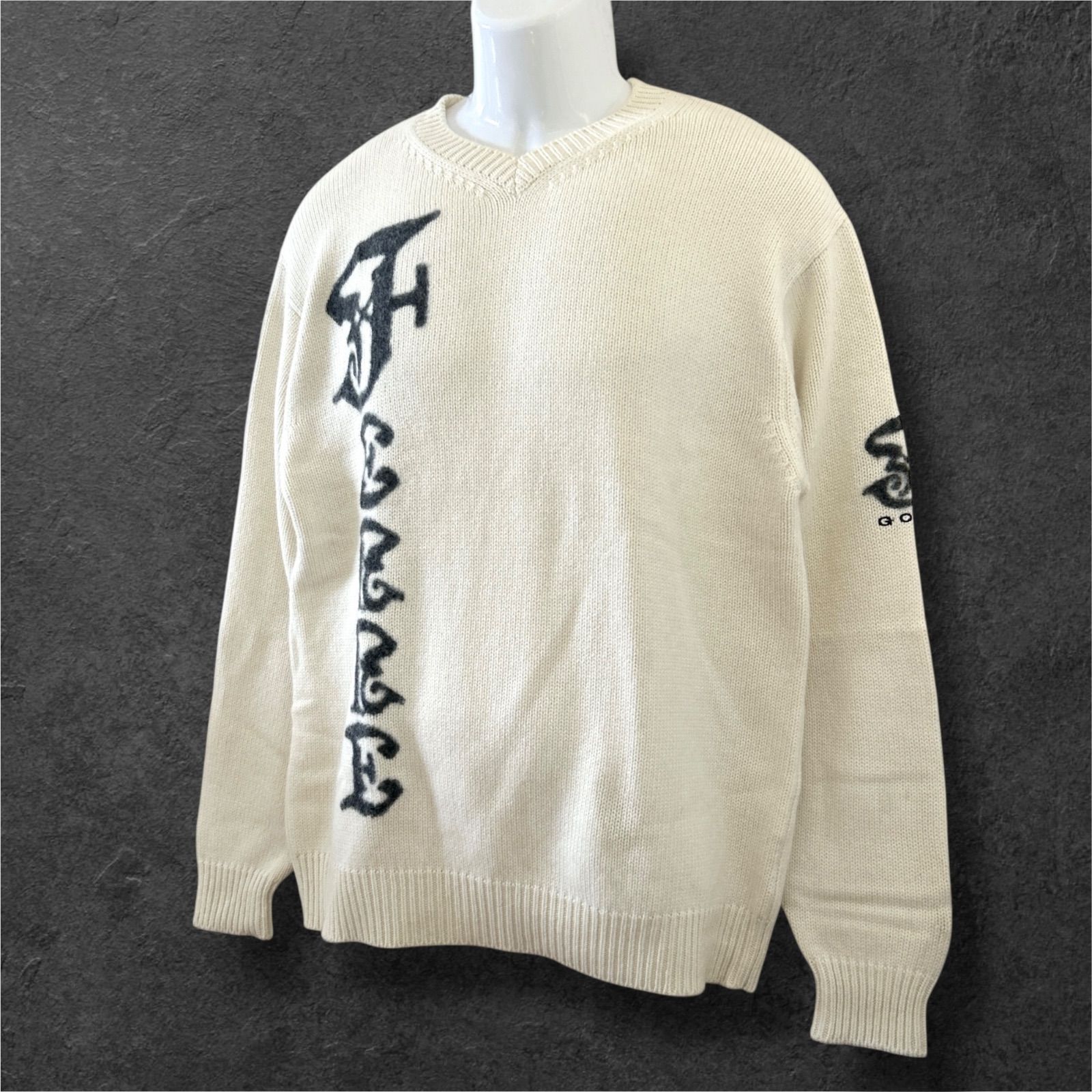 GIANFRANCO FERRE ジャンフランコフェレ メンズ ニット ゴルフウェア 50 セーター ウール アンゴラ カシミヤ  MIZUNO ミズノ アイボリー系 (A019)