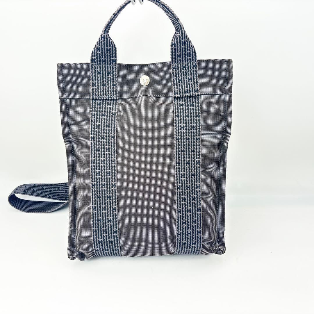 エルメス エールライン MM トートバッグ グレー系 鞄 カバン カデナ 鍵