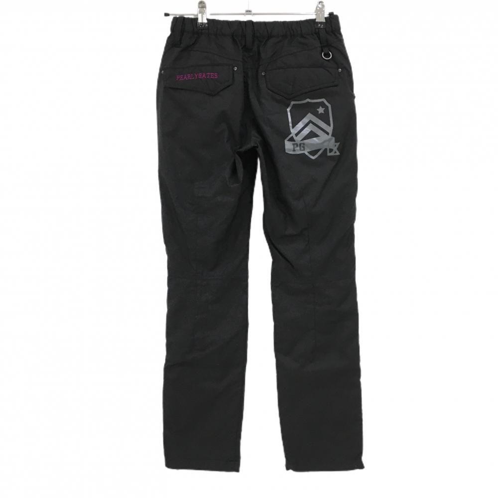 美品】パーリーゲイツ パンツ 黒 ロゴピンクパープル 蓄熱裏地