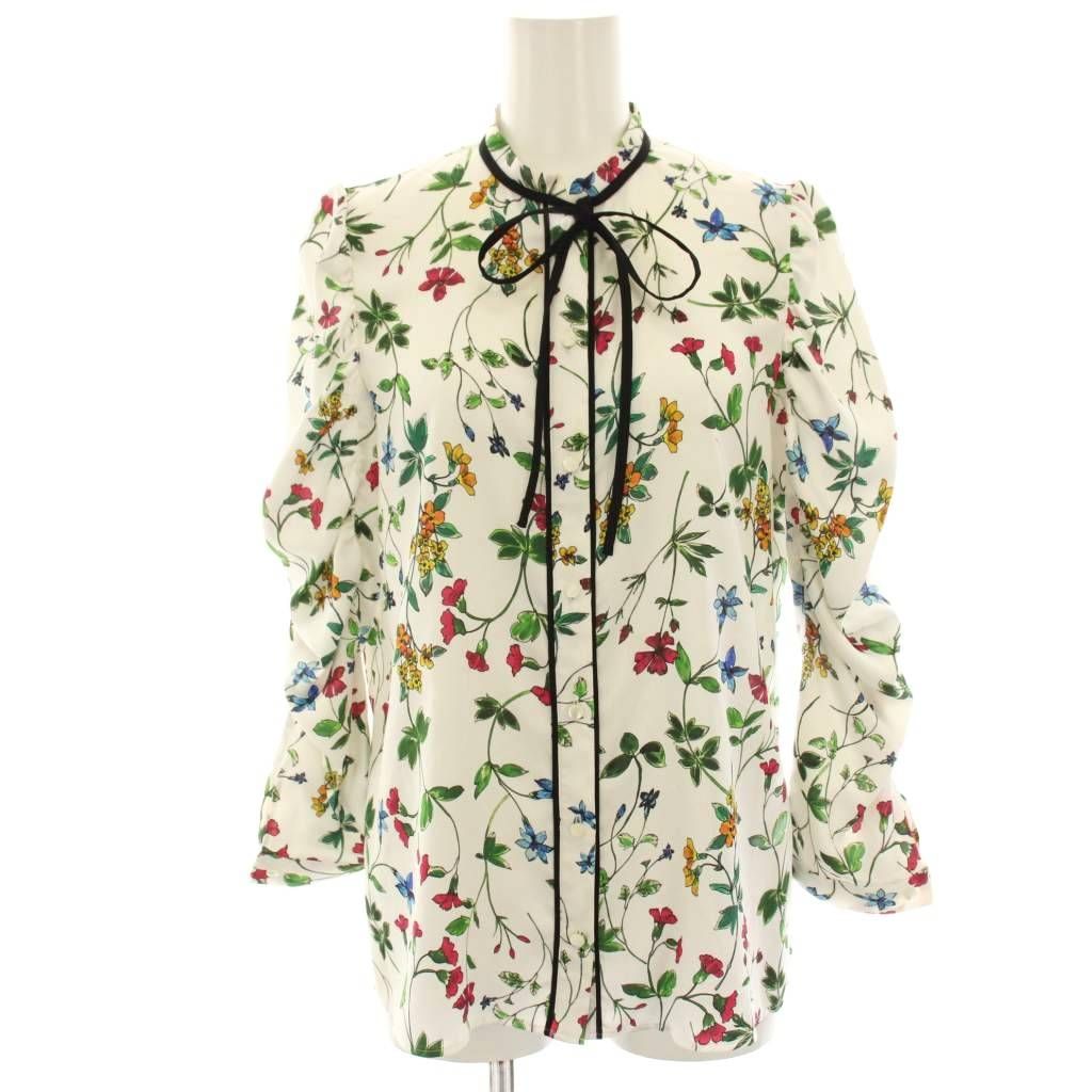アナイ　ボタニカルプリントボウタイブラウス　花柄 アナイ ANAYI 23SS ボタニカルプリントボウタイブラウス シャツ 長袖