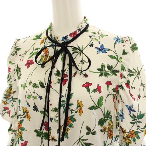 アナイ ANAYI 23SS ボタニカルプリントボウタイブラウス シャツ 長袖