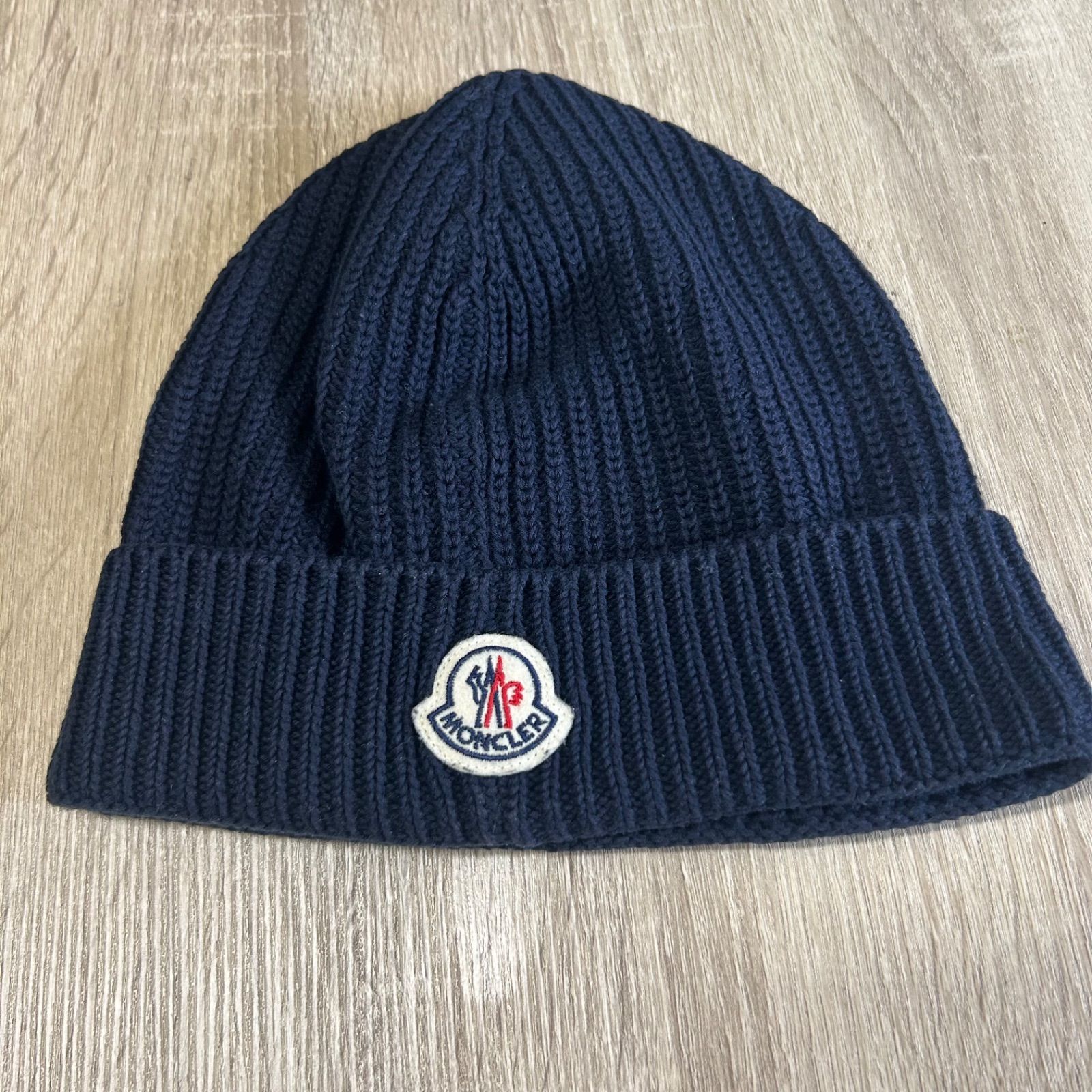 美品】 MONCLER モンクレール ニット帽 ビーニー ネイビーユニセックス
