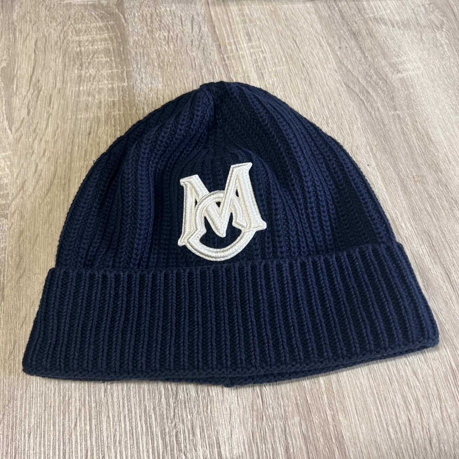 美品】 MONCLER モンクレール ニット帽 ビーニー ネイビーユニセックス