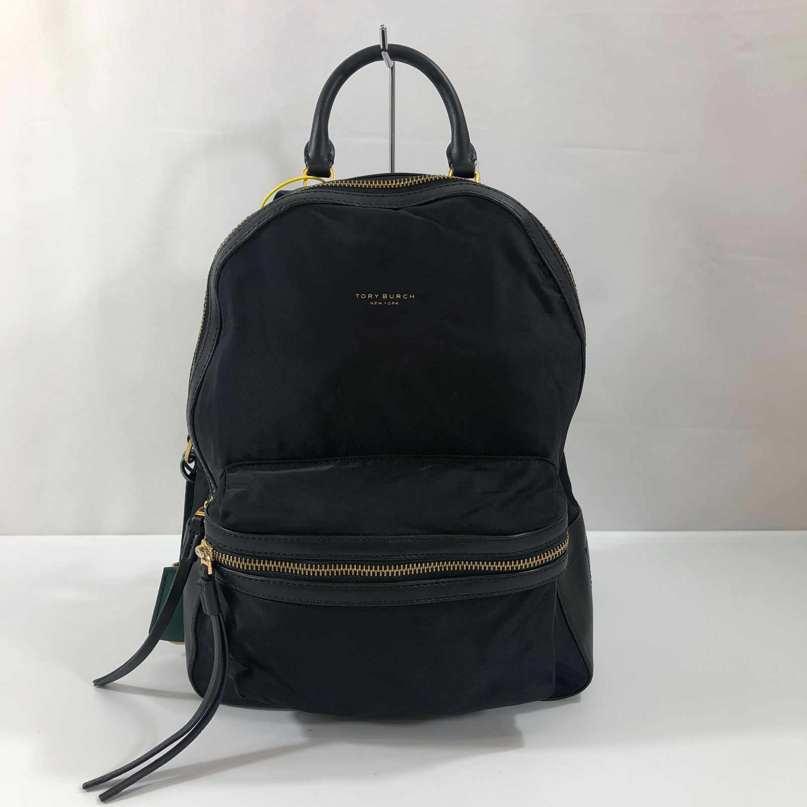 美品 トリーバーチ リュックサック バックパック ナイロン レザー 黒