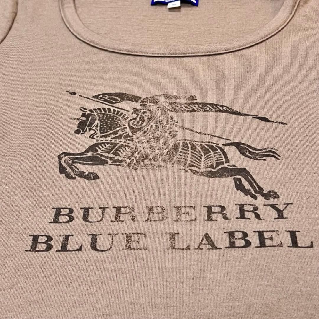 BURBERRY BLUE LABEL バーバリー エクストリアン ナイト プリント 長袖 Tシャツ カットソー size 38 ベージュ レディース BURBERRY BLUE LABEL バーバリー エクストリアン ナイト プリント 長袖