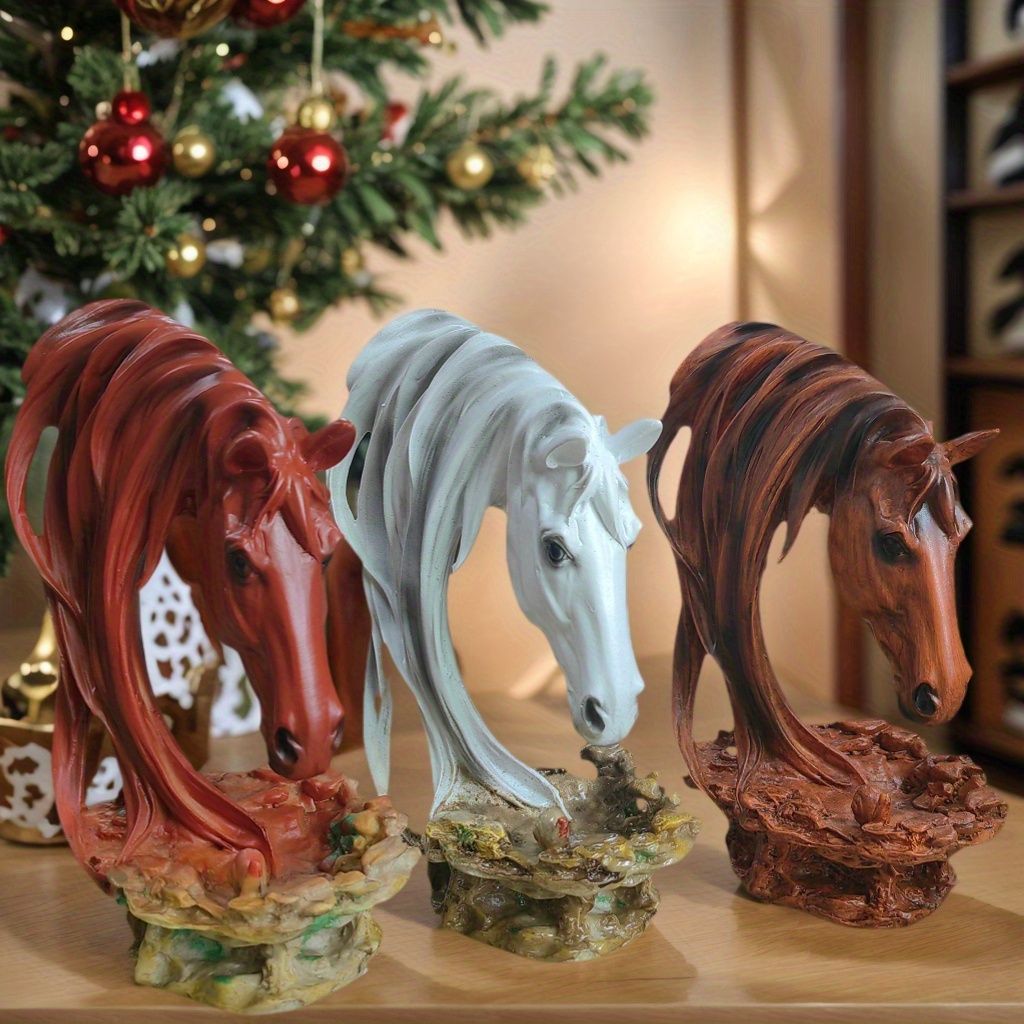 オブジェ 置物 馬 うま ウマ 馬の頭 ホワイト ブラウン 木目調 3種類 インテリア リビング ダイニング 玄関 寝室 装飾 オーナメント 樹脂 プレゼント ギフト オシャレ ユニークデザイン 棚装飾 ホームデコレーション