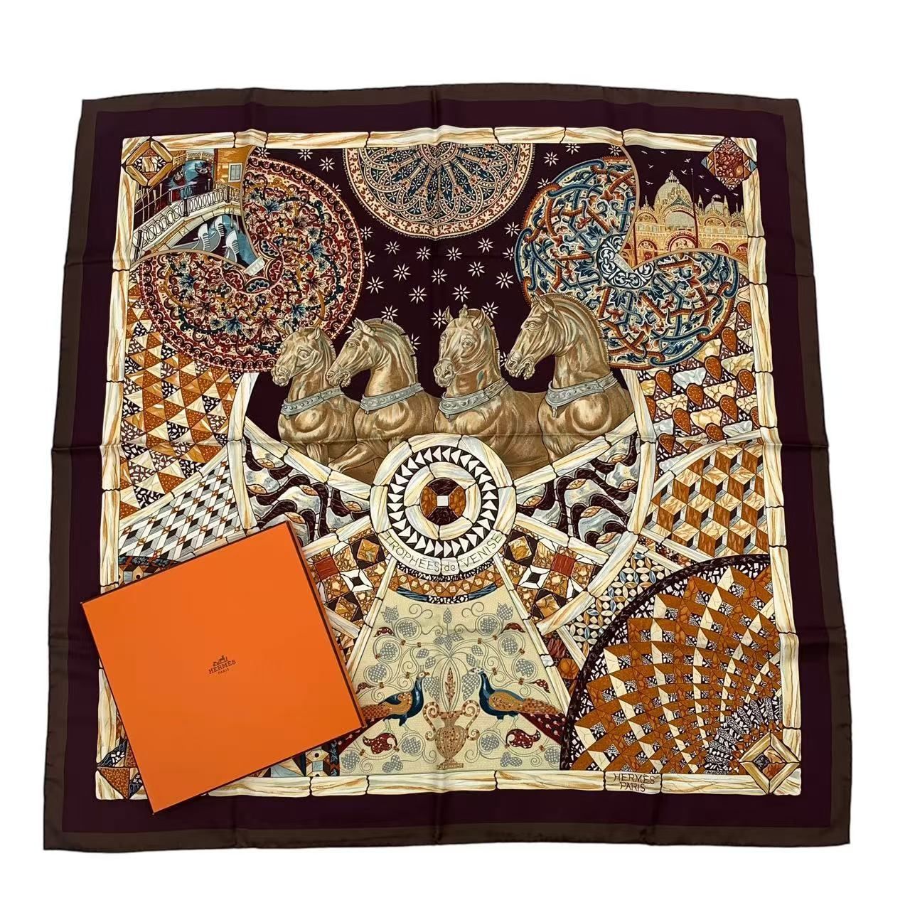 新品同様 HERMES エルメス カレ90 ヴェニスの勝利 TROPHEES de VENISE