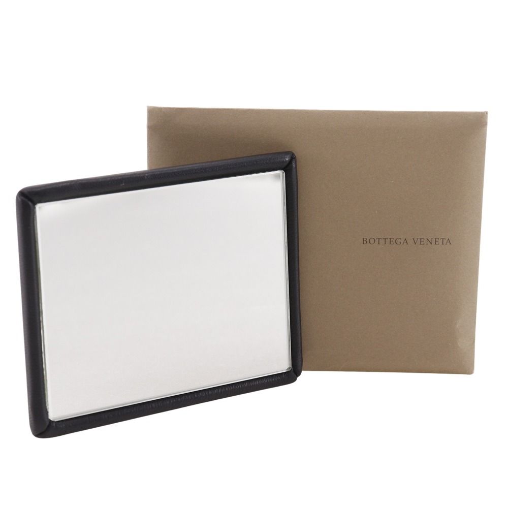 ボッテガヴェネタ　コンパクトハンドミラー　黒 BOTTEGAVENETA】ボッテガヴェネタ ミラー レザー 黒 _ 手鏡