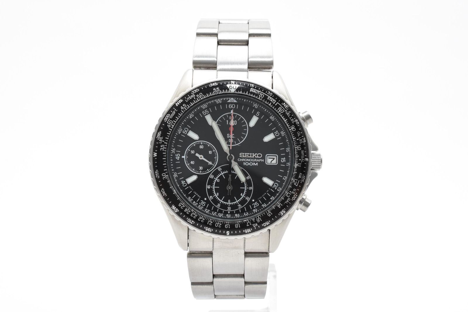 SEIKO フライトマスター クロノグラフ 7T92-0CF0 メンズ 稼働品 SEIKO/セイコー】 7T92-0CF0 クロノグラフ 腕時計 ステンレススチール