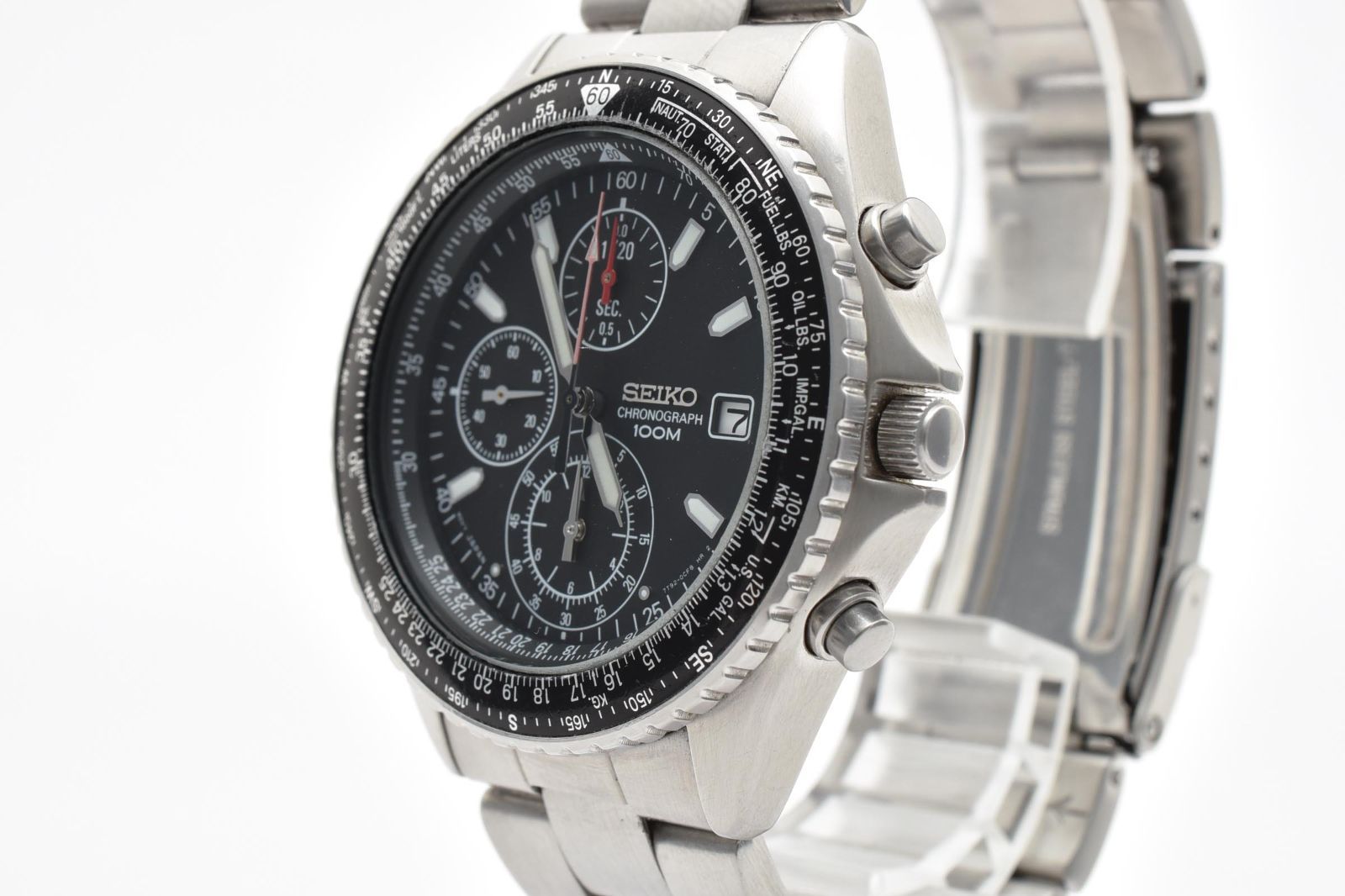 SEIKO フライトマスター クロノグラフ 7T92-0CF0 メンズ 稼働品 SEIKO/セイコー】 7T92-0CF0 クロノグラフ 腕時計 ステンレススチール