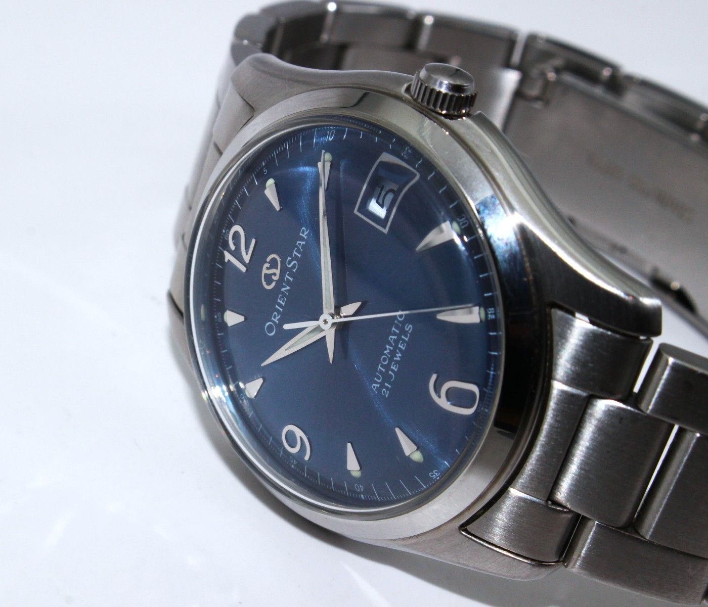  VRW 1526 時計 ORIENT オリエント BL文字盤 ボーイズ 自動巻き 腕時計 稼働品 リブ編み 自動巻き時計 腕時計(アナログ)