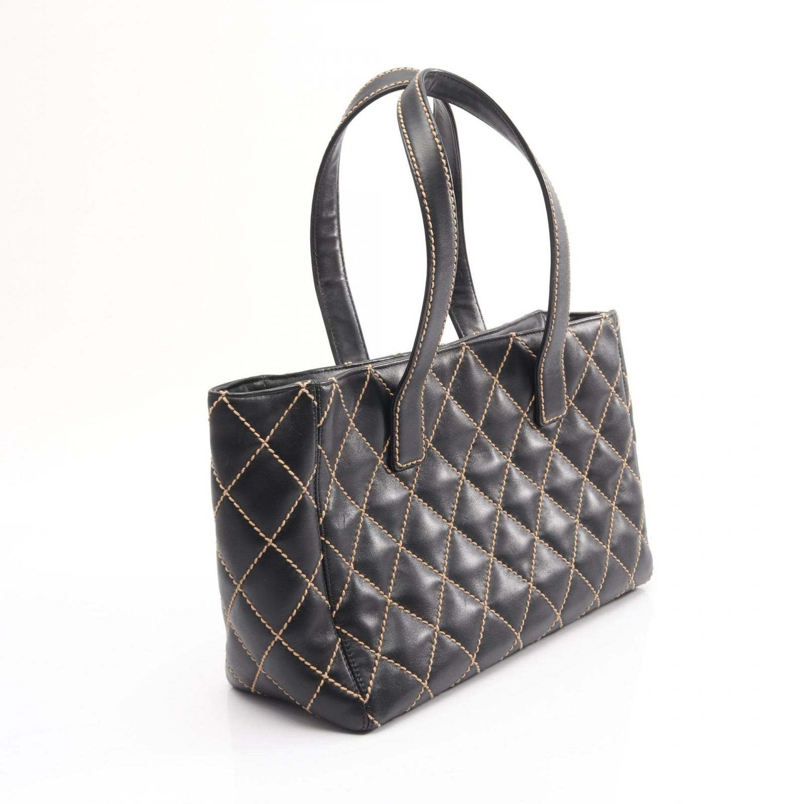 シャネル CHANEL トートバッグ ワイルドステッチ ブラック レザー