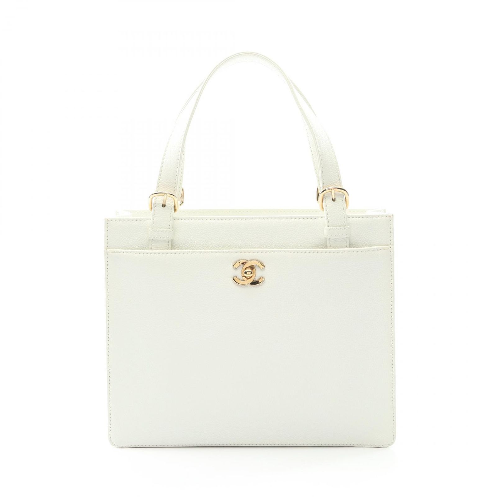 シャネル CHANEL ハンドバッグ ココマーク ホワイト レザー