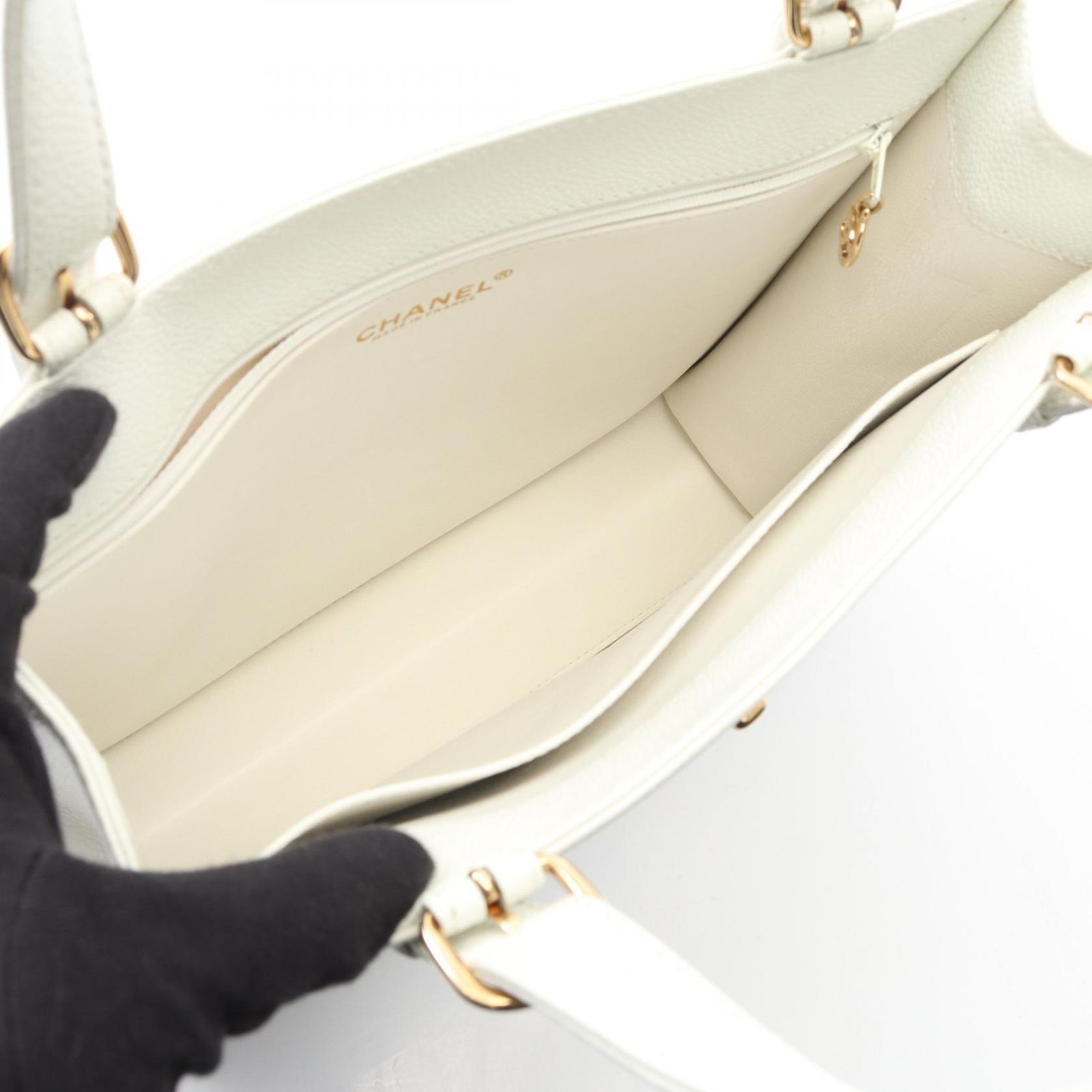 シャネル CHANEL ハンドバッグ ココマーク ホワイト レザー