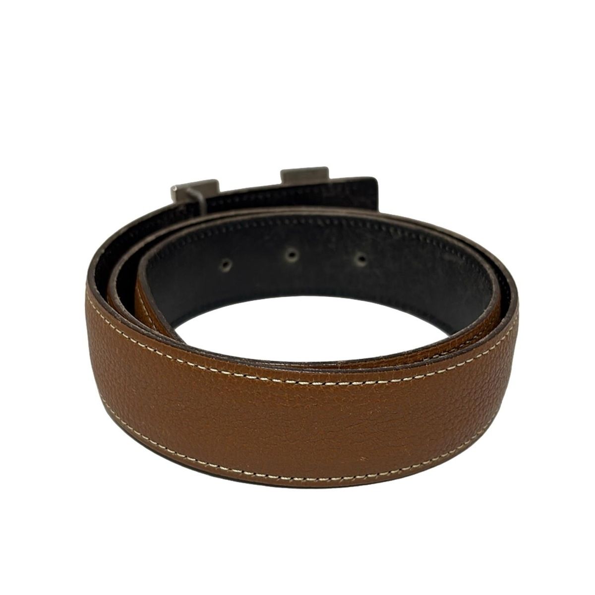 HERMES(エルメス) ベルト 70 Hベルト ブラウン×黒 シルバー金具