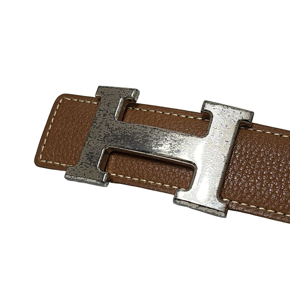 HERMES(エルメス) ベルト 70 Hベルト ブラウン×黒 シルバー金具