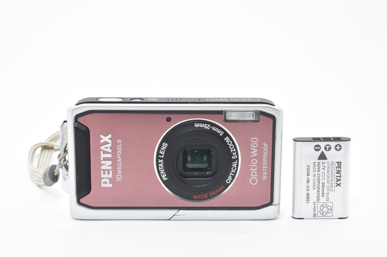 美品】ペンタックス PENTAX Optio W60 ピンク 防水デジタルカメラ
