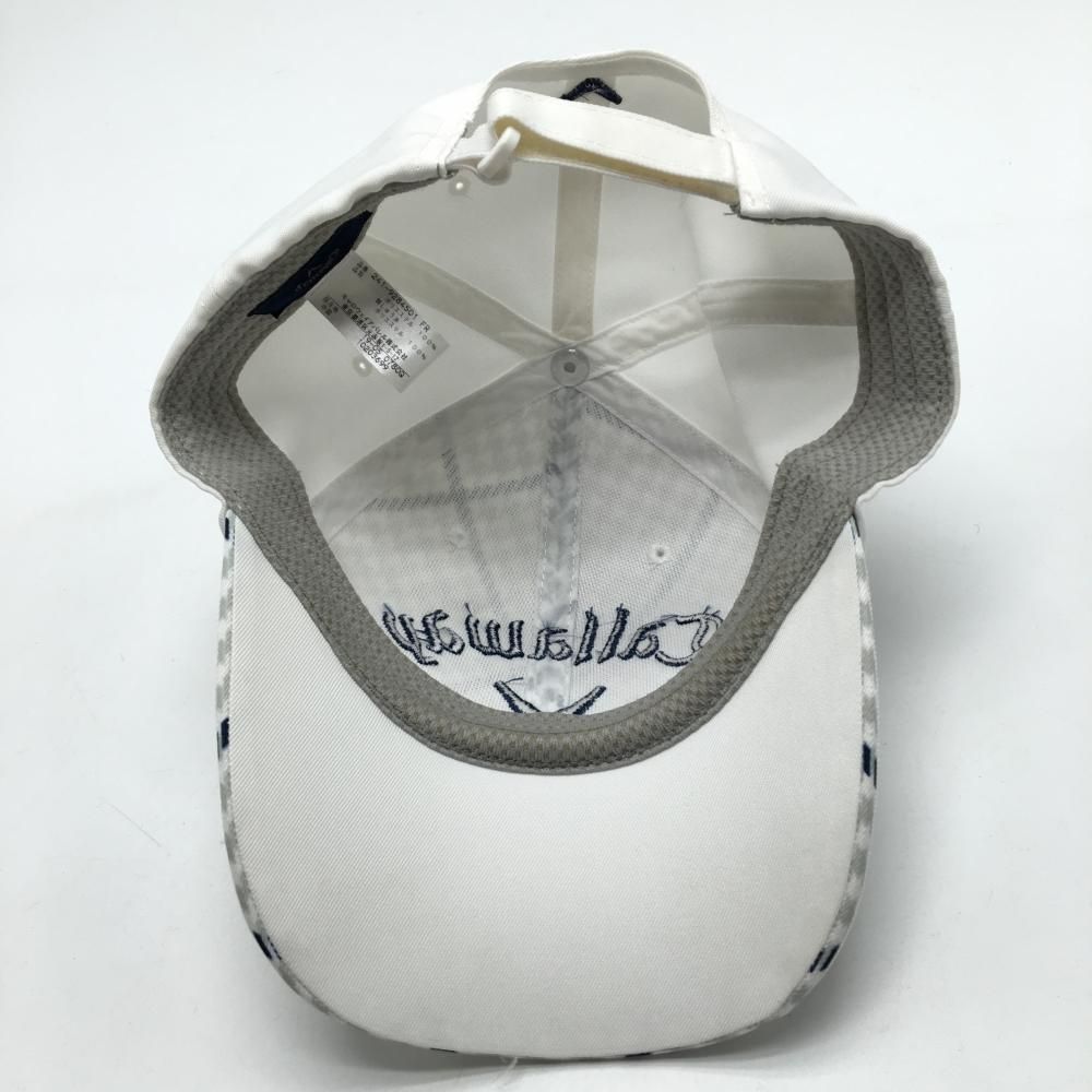 超美品】キャロウェイ キャップ 白×ライトグレー 一部千鳥格子 立体