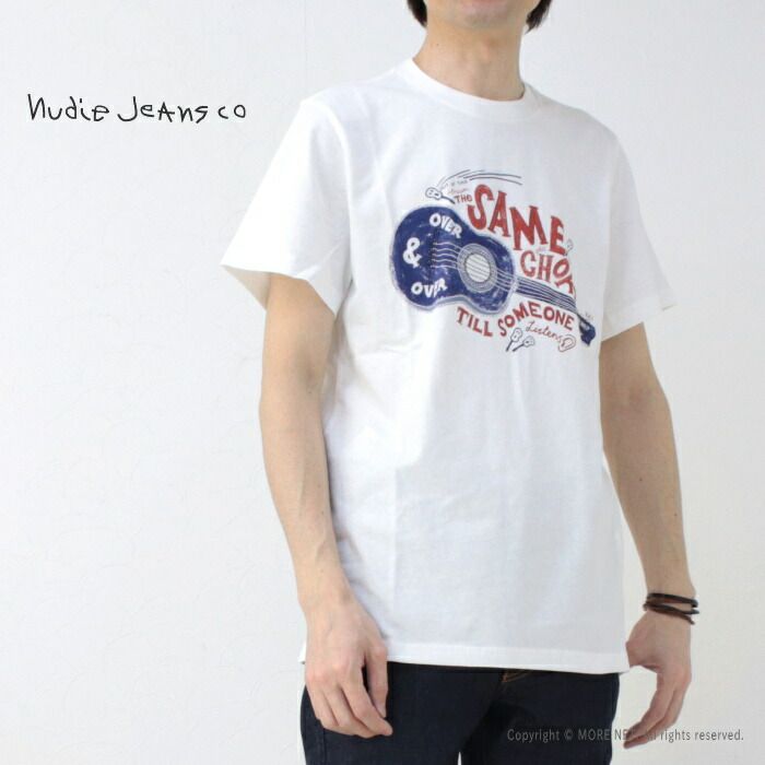 【限定SALE，セール】 ヌーディージーンズ NUDIE JEANS プリント半袖Tシャツ ROY Gitarr 59161-4020 メンズ Tシャツ